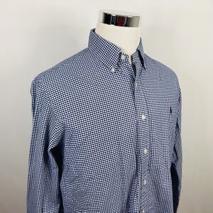 Polo Ralph Lauren Large Oxford Shirt Blue White Plaid Cotton Button Down Recent
